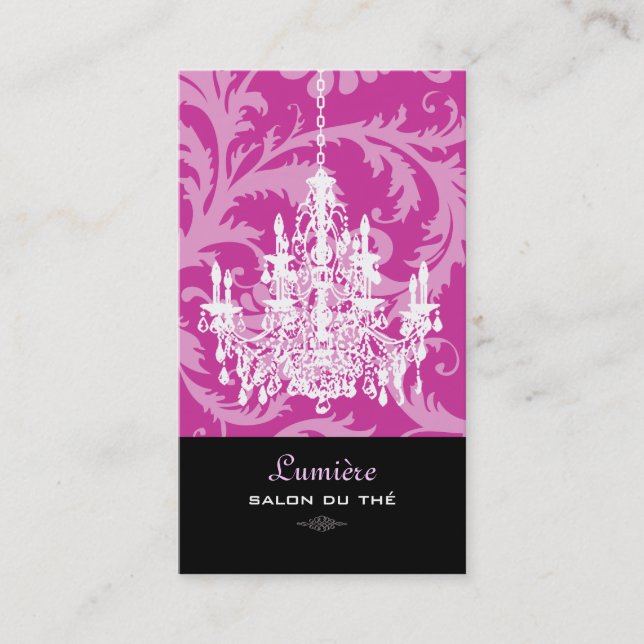 PixDezines pavo+white chandelier/DIY background Business Card (Front)