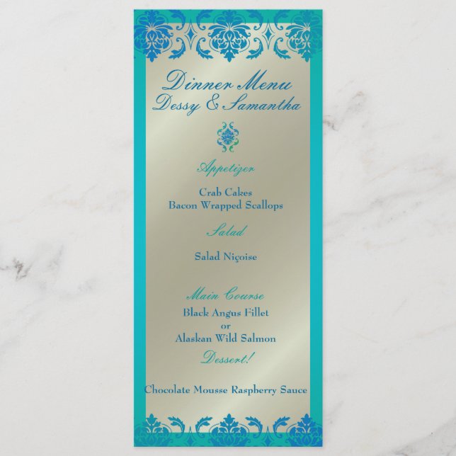 PixDezines peacock blue vendome damask, Menu (Front)