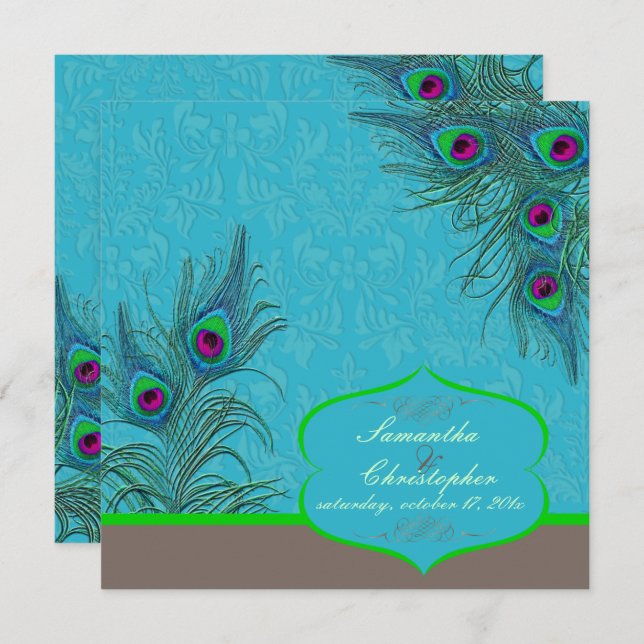 PixDezines Peacock Charm Invitation (Front/Back)