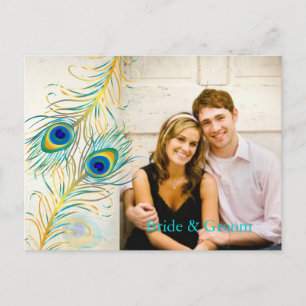 PixDezines peacock/DIY event+background colour Announcement Postcard