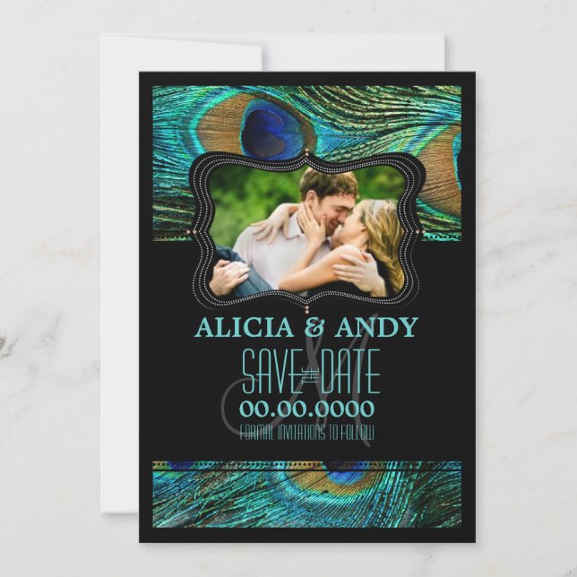 PixDezines peacock/diy events+background Save The Date (Front)