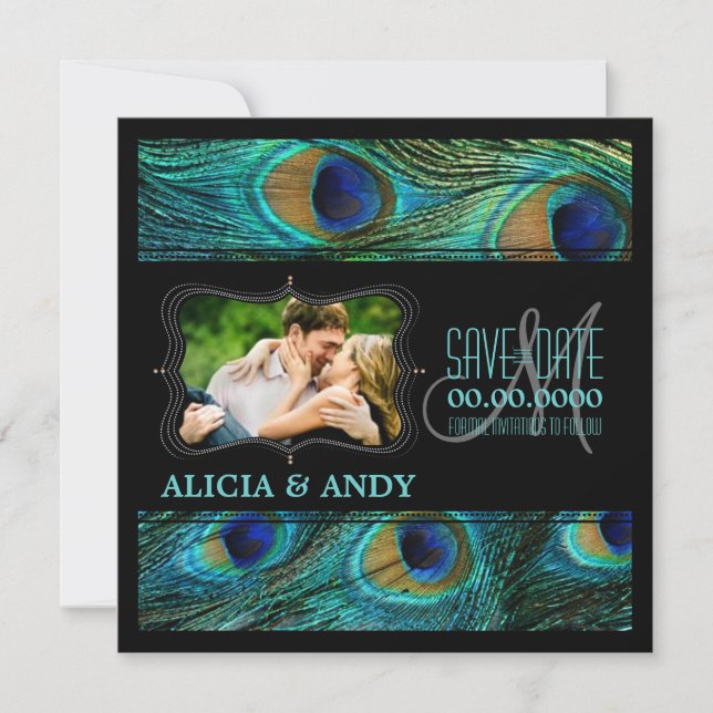 PixDezines peacock/diy events+background Save The Date (Front)