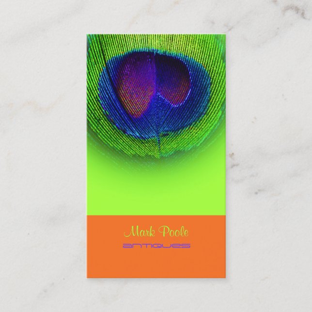 PixDezines Peacock eye/cobalt+neon green Business Card (Front)