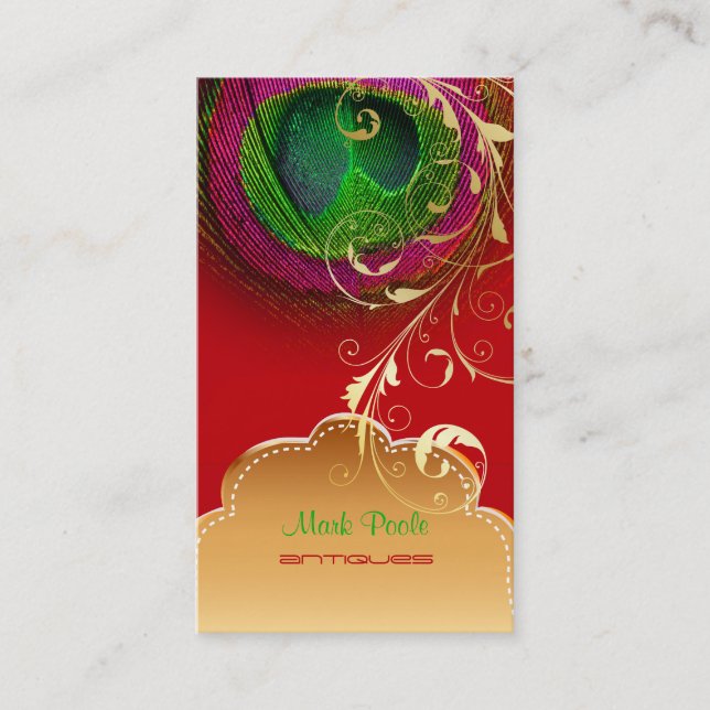 PixDezines Peacock eye+filigree swirls Business Card (Front)