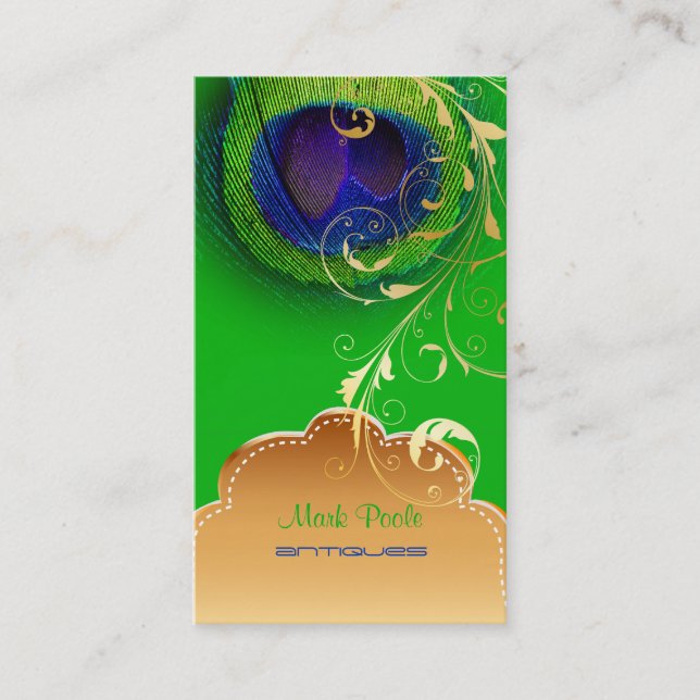 PixDezines Peacock eye+filigree swirls Business Card (Front)