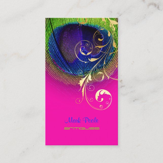 PixDezines Peacock eye+filigree swirls Business Card (Front)