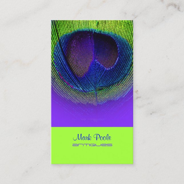 PixDezines Peacock eye/purple+cobalt+neon green Business Card (Front)
