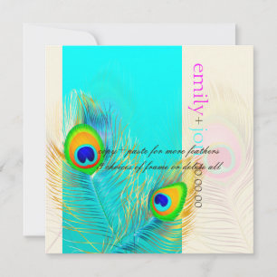 PixDezines peacock feather/aqua/turquoise Invitation