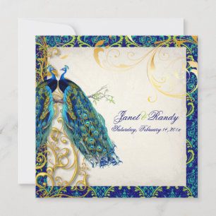 PixDezines peacock feather/aqua/turquoise Invitation