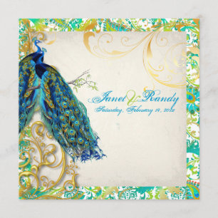 PixDezines peacock feather/aqua/turquoise Invitation