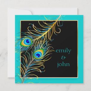 PixDezines peacock feather/aqua/turquoise Invitation