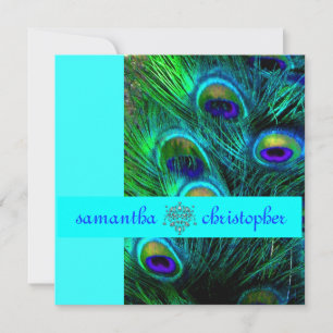 PixDezines peacock feather/aqua/turquoise Invitation