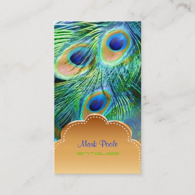PixDezines Peacock feather Business Card (Front)