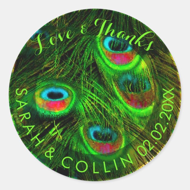 PixDezines peacock feather Classic Round Sticker (Front)