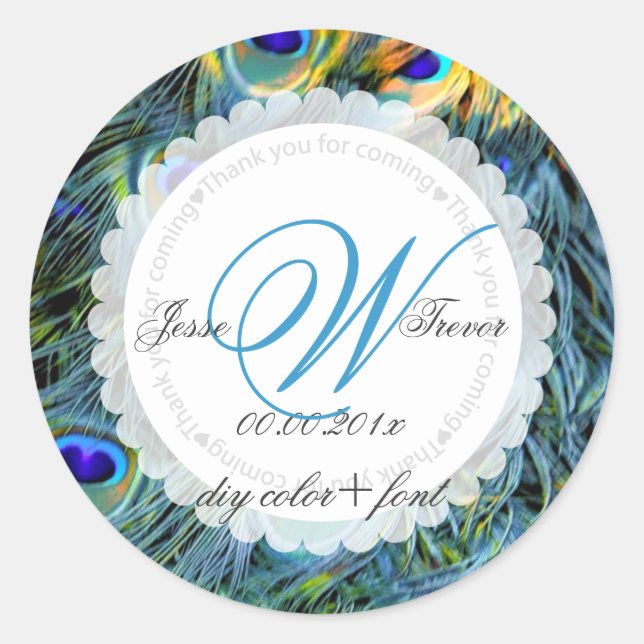 PixDezines peacock feather Classic Round Sticker (Front)