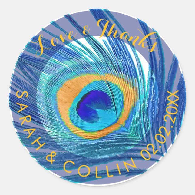 PixDezines peacock feather Classic Round Sticker (Front)