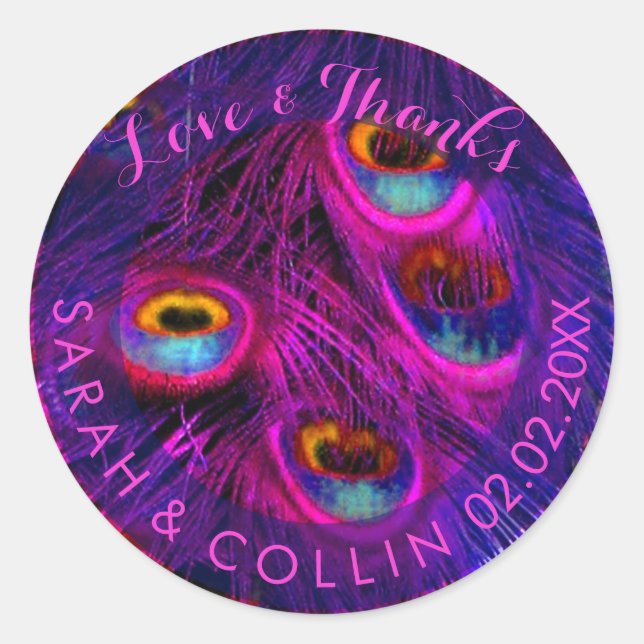PixDezines peacock feather Classic Round Sticker (Front)