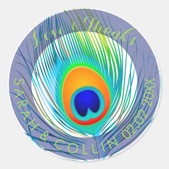 PixDezines peacock feather Classic Round Sticker (Front)