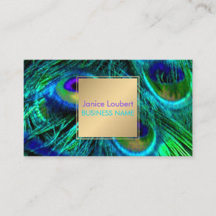 PixDezines Peacock Feather/Cobalt/Aqua Business Card