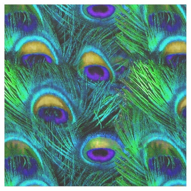 PixDezines Peacock Feather/Cobalt/Aqua Fabric (Close Up)