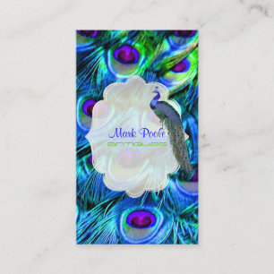 PixDezines Peacock Feather/ Cobalt Blue Business Card