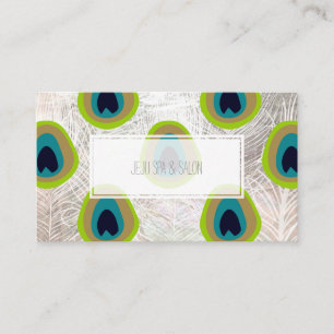 PixDezines peacock feather/faux silver Business Card