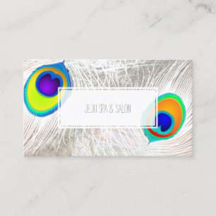 PixDezines peacock feather/faux silver Business Card