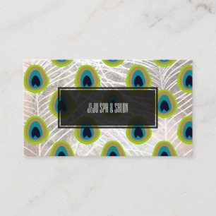 PixDezines peacock feather/faux silver Business Card