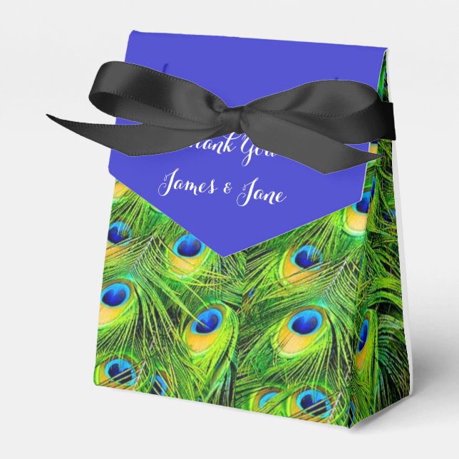 PixDezines peacock feather Favour Box (Front Side)