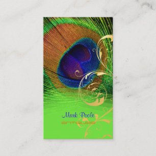 PixDezines Peacock feather+filigree swirls Business Card
