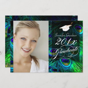 PixDezines Peacock Feather Graduation Invitation