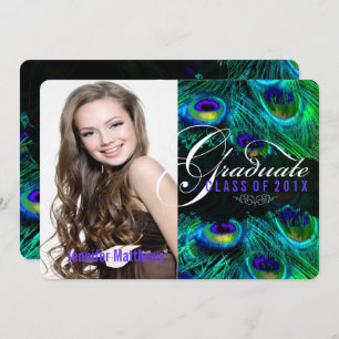 PixDezines peacock feather graduation/photo Invitation