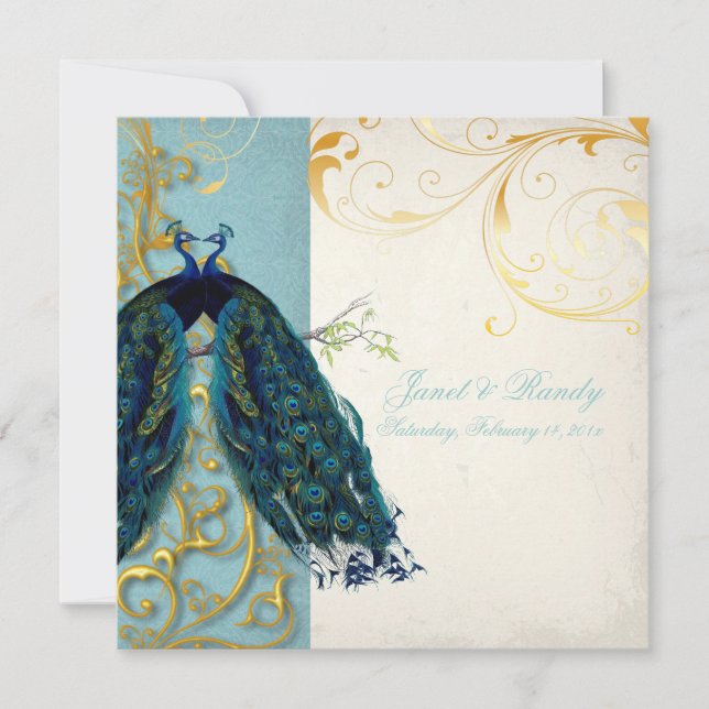 PixDezines peacock feather/teal Invitation (Front)