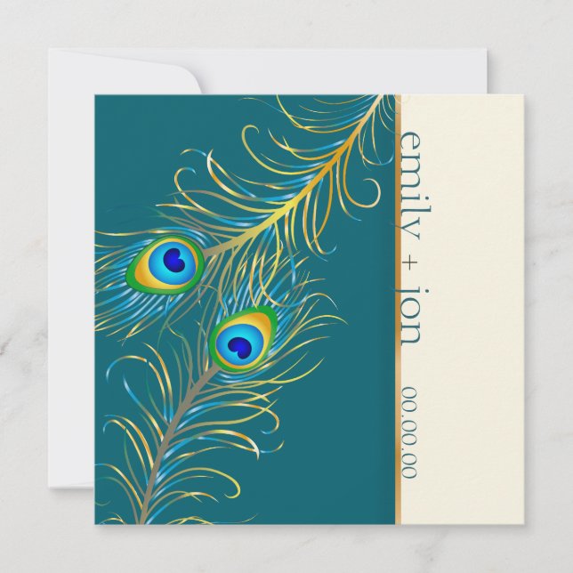PixDezines peacock feather/teal Invitation (Front)