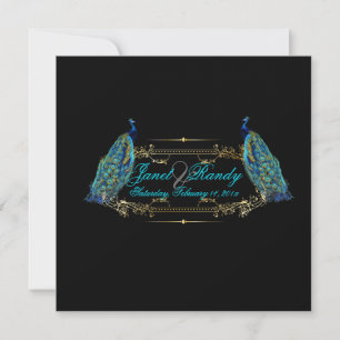 PixDezines peacock feather/teal Invitation