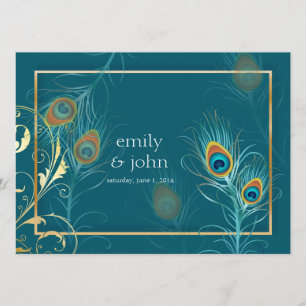 PixDezines peacock feather/teal Invitation