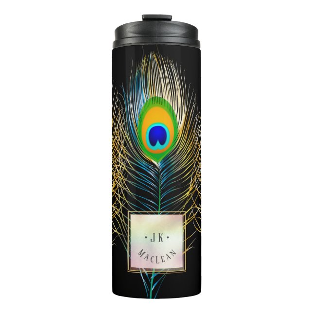 PixDezines Peacock Feather Thermal Tumbler (Front)