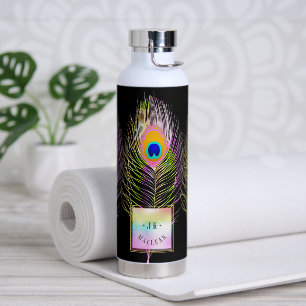 PixDezines Peacock Feather Water Bottle