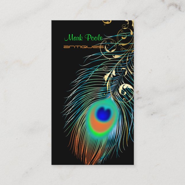 PixDezines Peacock+filigree swirls/diy background Business Card (Front)