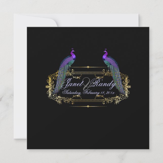 PixDezines Peacock, filigree+swirls/DIY colour Invitation (Front)