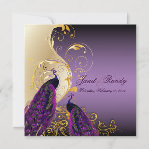 PixDezines Peacock, filigree+swirls/purple/DIY Invitation