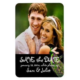 PixDezines peacock photo save date/DIY colour+font Magnet