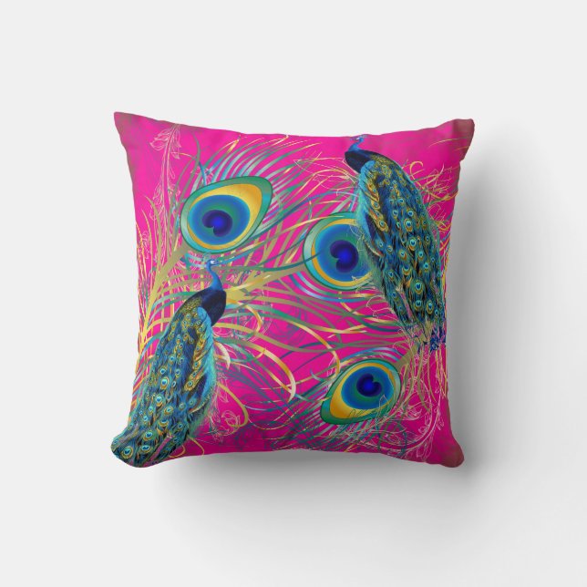 PixDezines peacocks/diy background colours Cushion (Front)