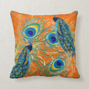 PixDezines peacocks/diy background colours Cushion