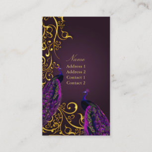 PixDezines Peacocks on gilded iron swirls DIY colo Business Card