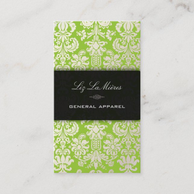 PixDezines pearl isabella damask/DIY colour/matcha Business Card (Front)