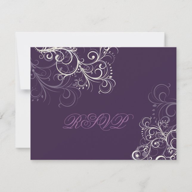 PixDezines Pearl swirls/Plum RSVPs require 5x7 RSVP Card (Front)
