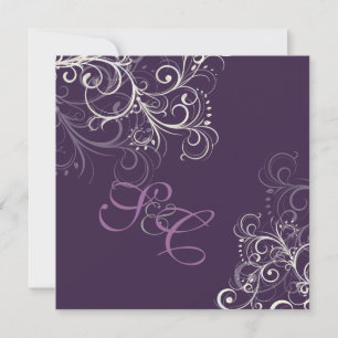 PixDezines Pearly swirls+Plum  Wedding Invitations
