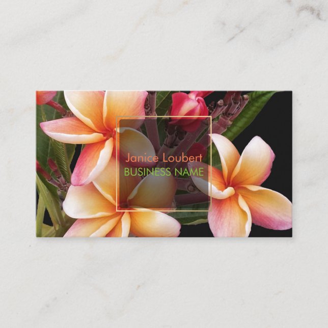 PixDezines PENANG PEACH PLUMERIAS Business Card (Front)