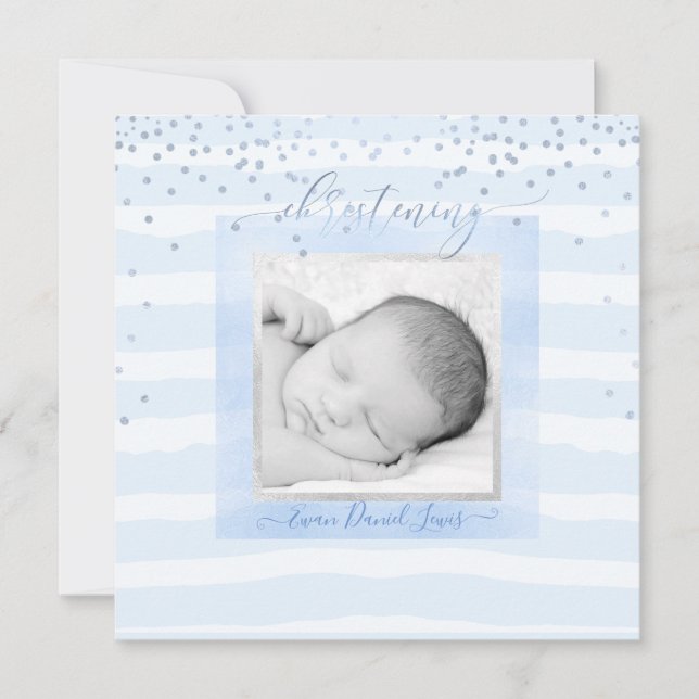 PixDezines Photo Christening Watercolor DIY Colour Invitation (Front)